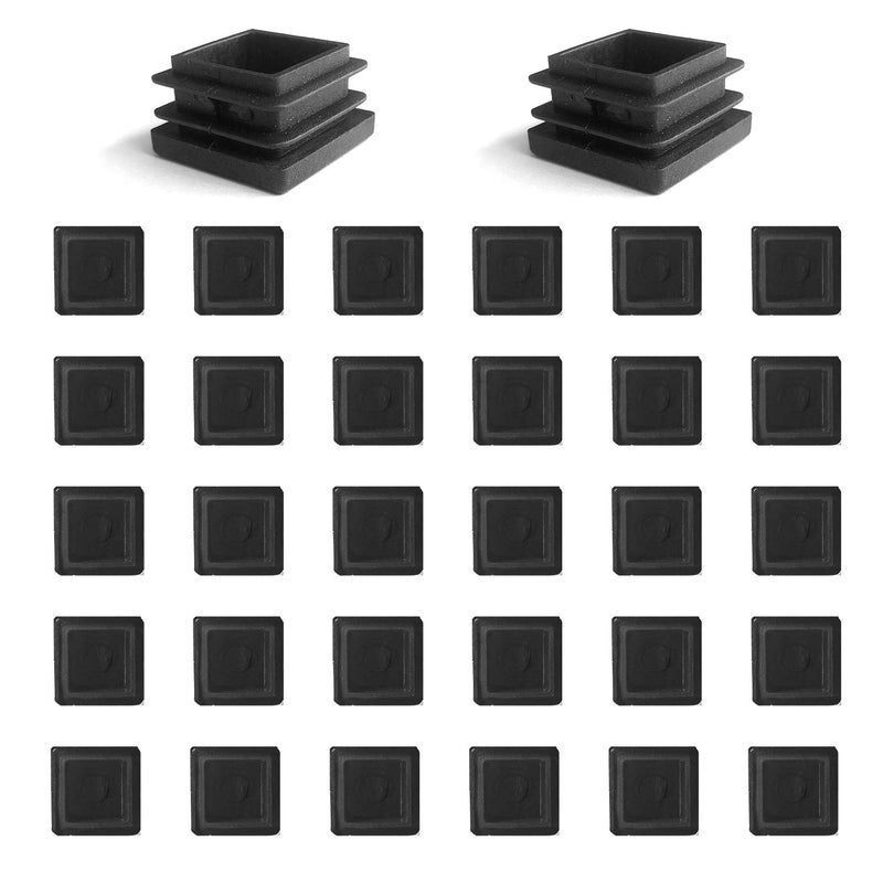 YouU 30 Pcs Square Plastic Plug Black Furniture Chair Leg Foot Cover Cap Tubing Inserts End Cap (25x25mm/1''x1''),Black - Image 1